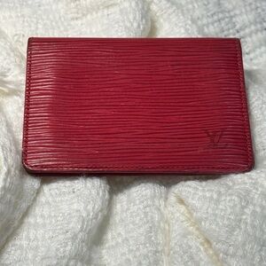 Louis Vuitton Red Textured Wallet ID card case epi leather